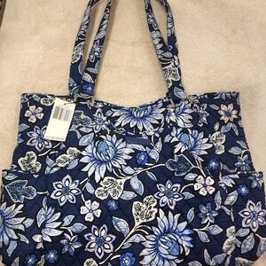 Vera Bradley Floral Blue Tote Bag-Tropics Tapestry